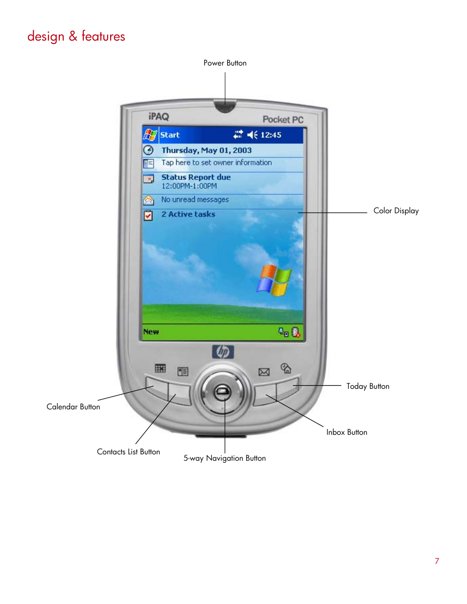 Design & features | HP IPAQ H1940 User Manual | Page 6 / 13