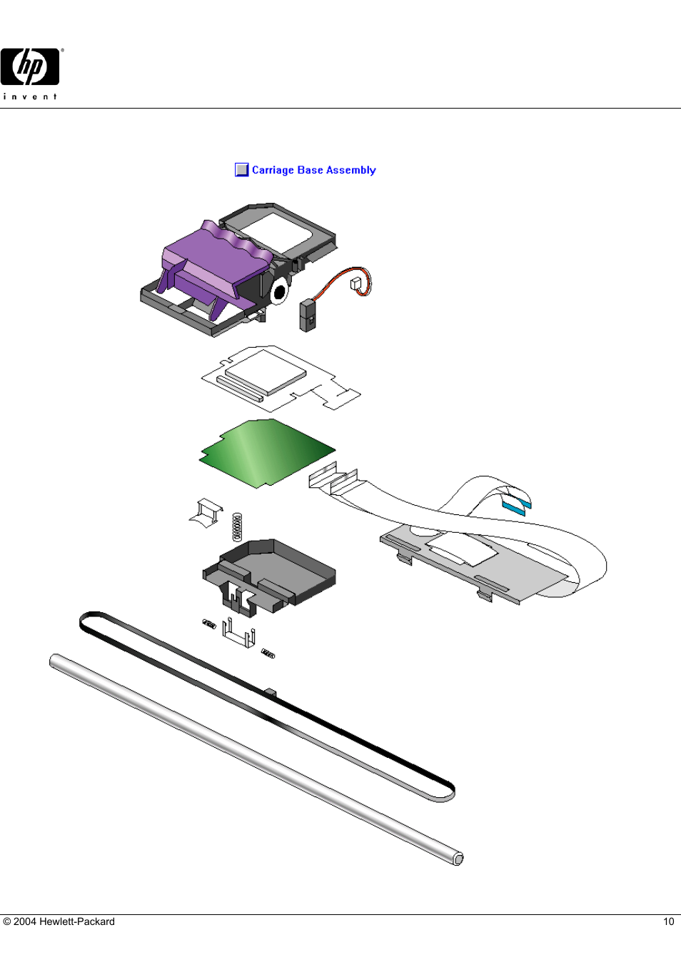 Business inkjet 2280tn, Hp parts reference guide, Carriage assembly / carriage shaft | HP 2280TN User Manual | Page 10 / 18