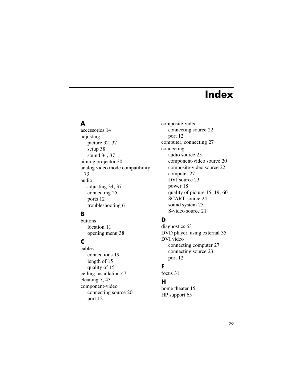 Index | HP ep7100 User Manual | Page 79 / 85