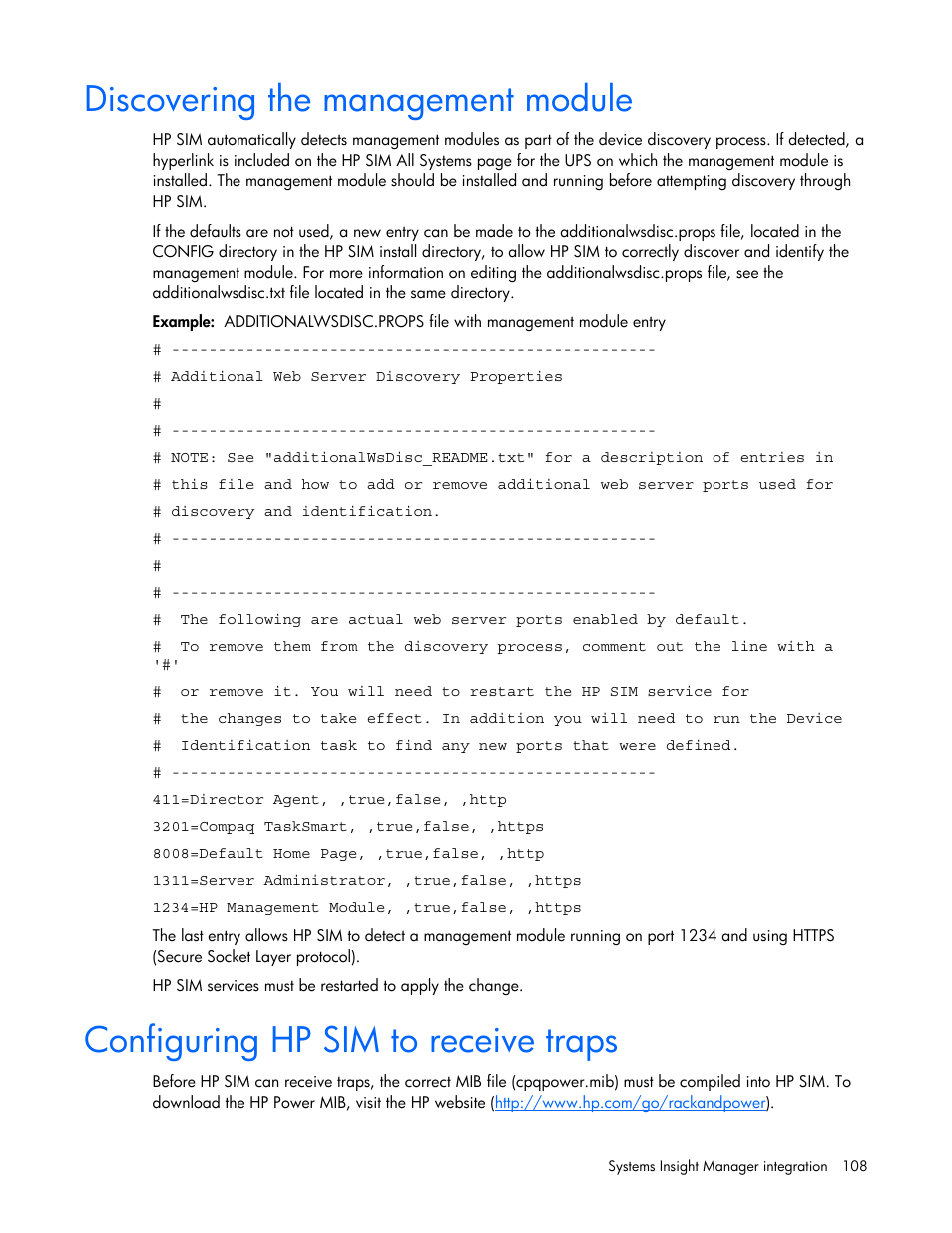 Discovering the management module, Configuring hp sim to receive traps | HP J4367A User Manual | Page 108 / 120