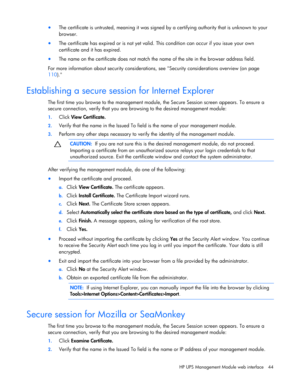 Secure session for mozilla or seamonkey | HP J4367A User Manual | Page 44 / 120