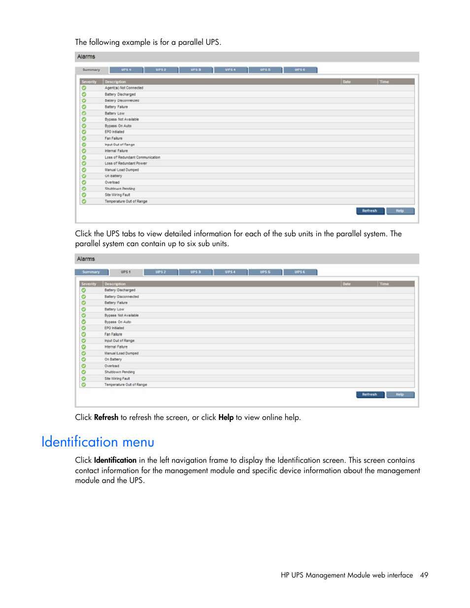 Identification menu | HP J4367A User Manual | Page 49 / 120