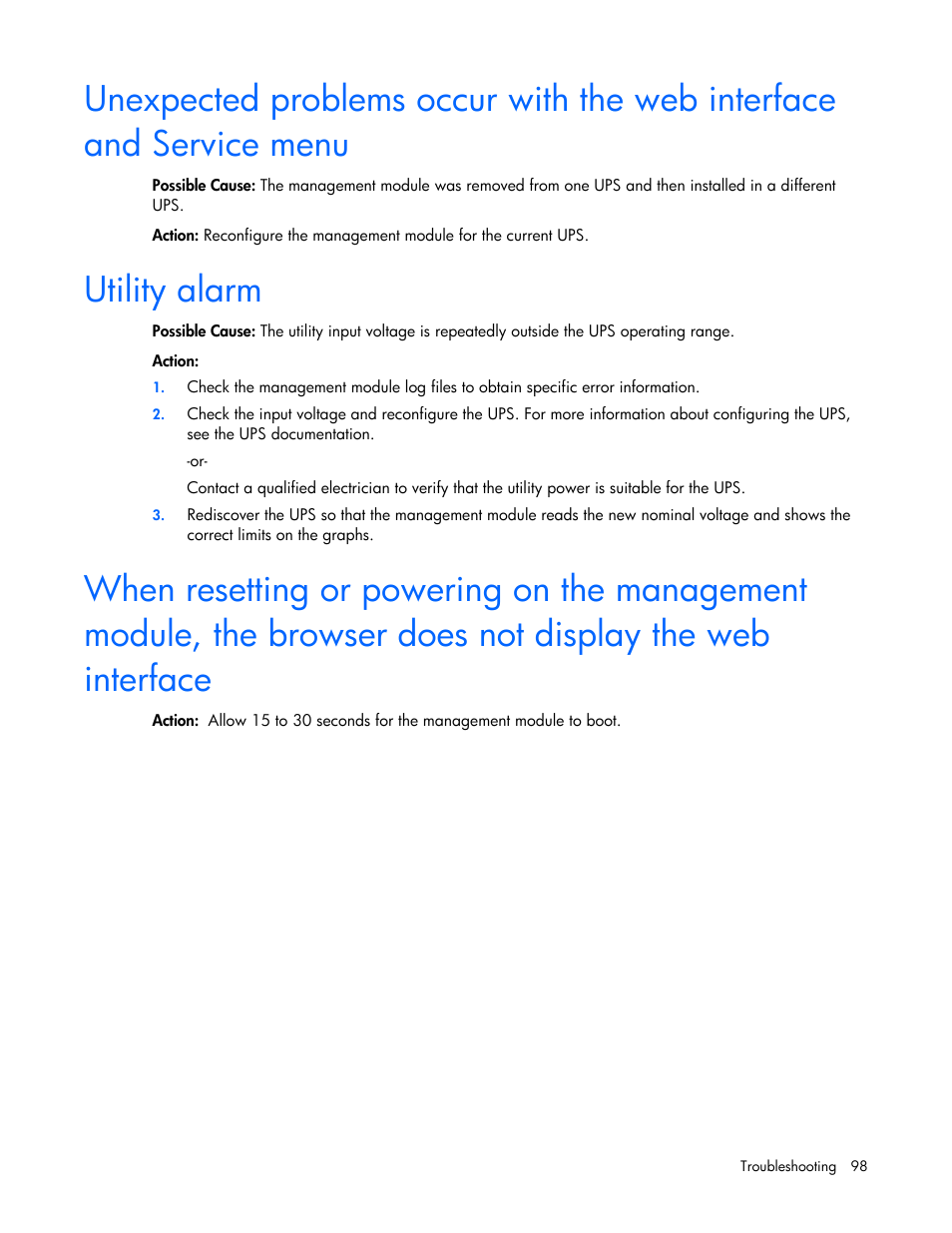 Utility alarm | HP J4367A User Manual | Page 98 / 120