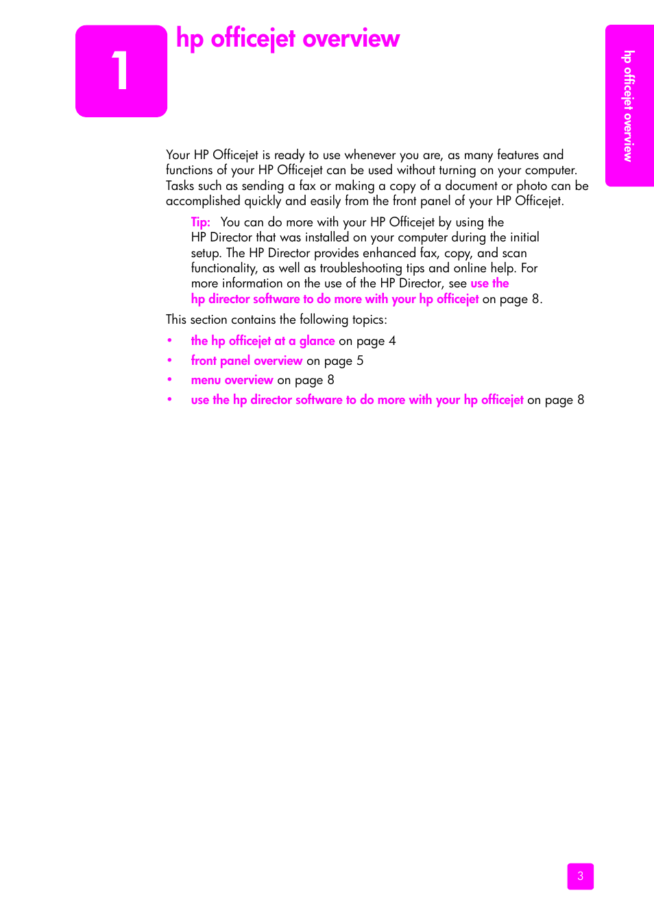 Hp officejet overview | HP 4200 User Manual | Page 13 / 166