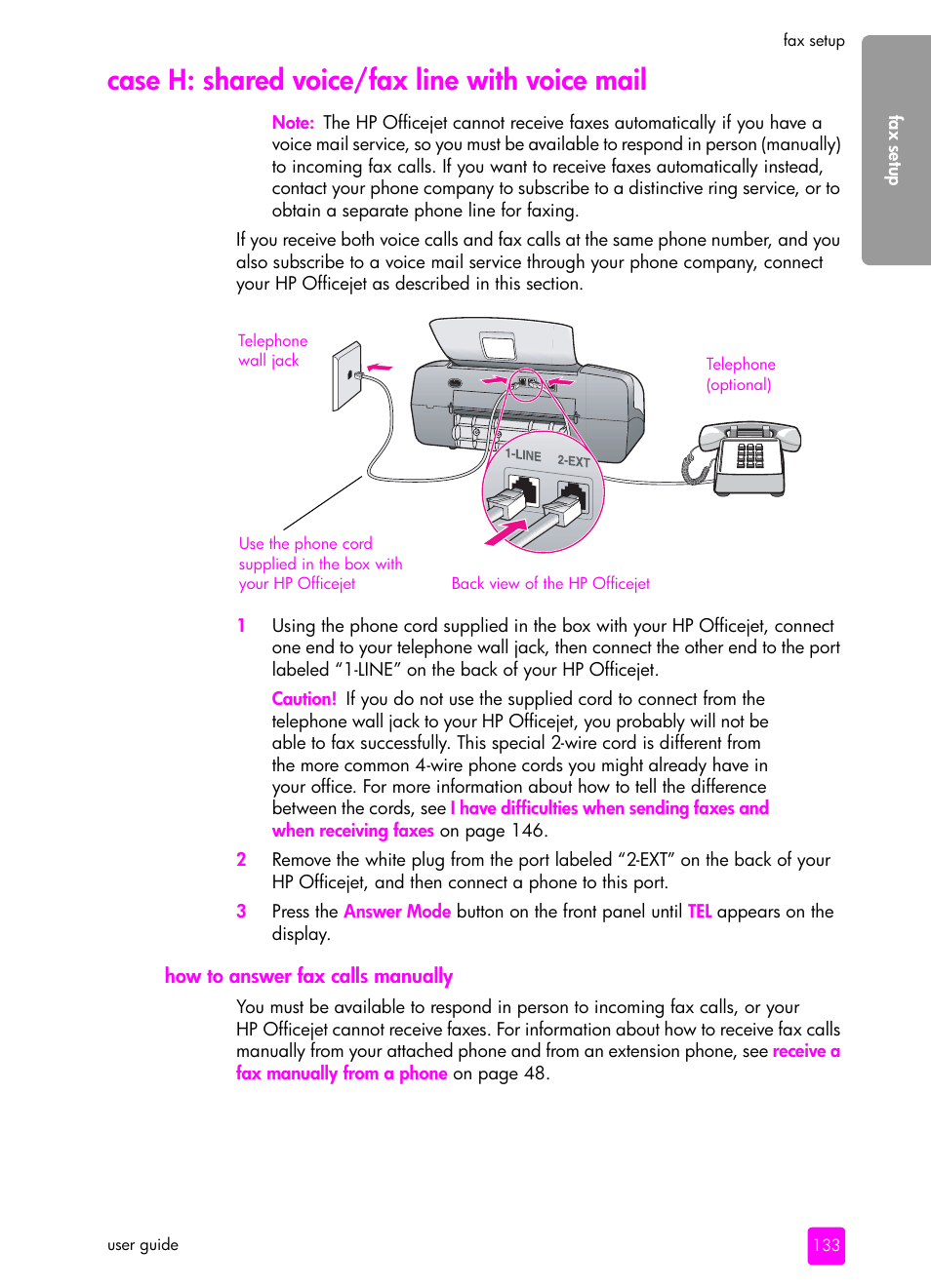 Case h: shared voice/fax line with voice mail | HP 4200 User Manual | Page 143 / 166