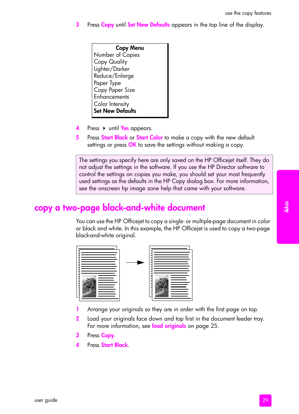 Copy a two-page black-and-white document | HP 4200 User Manual | Page 39 / 166