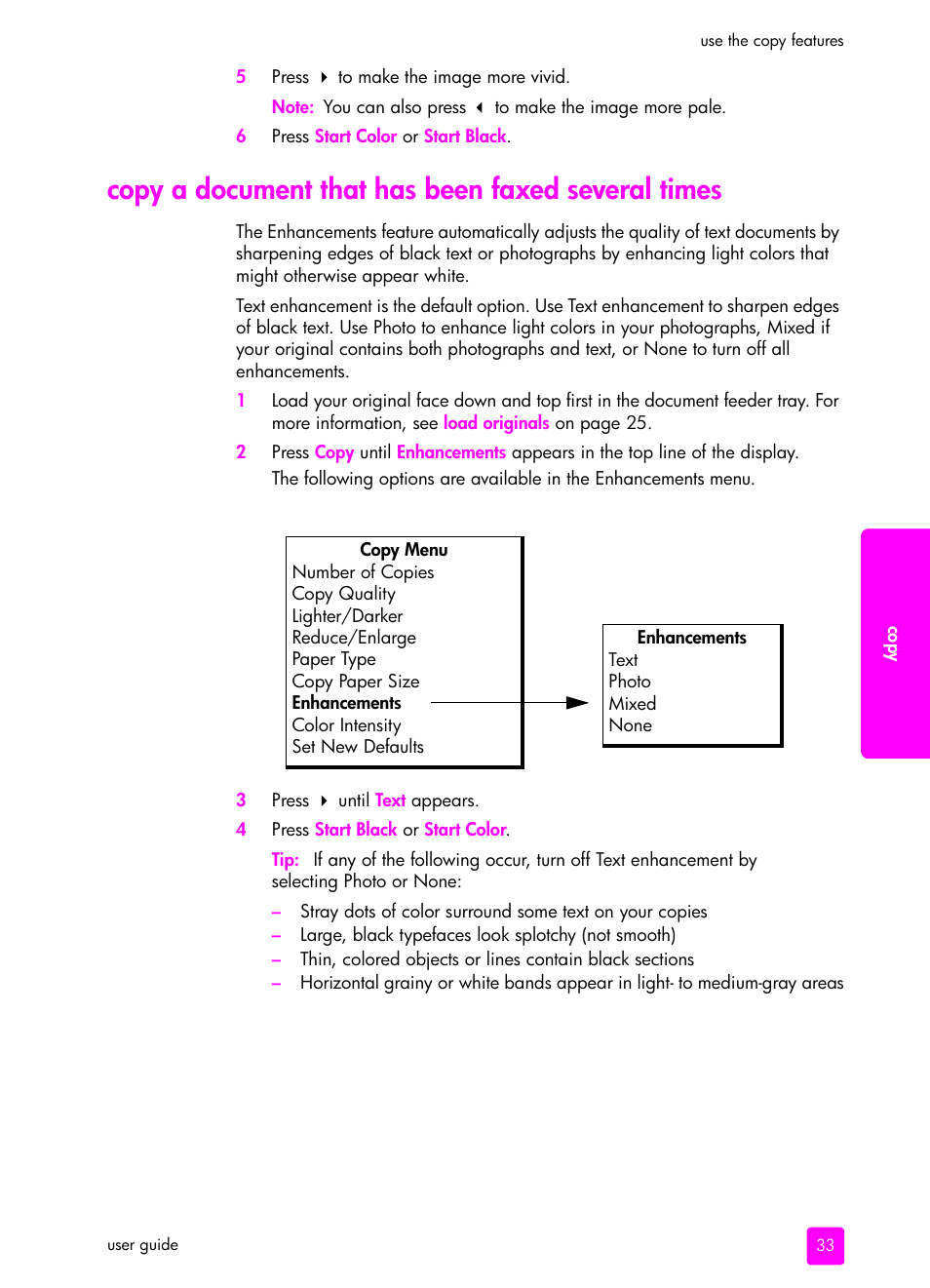 Copy a document that has been faxed several times | HP 4200 User Manual | Page 43 / 166