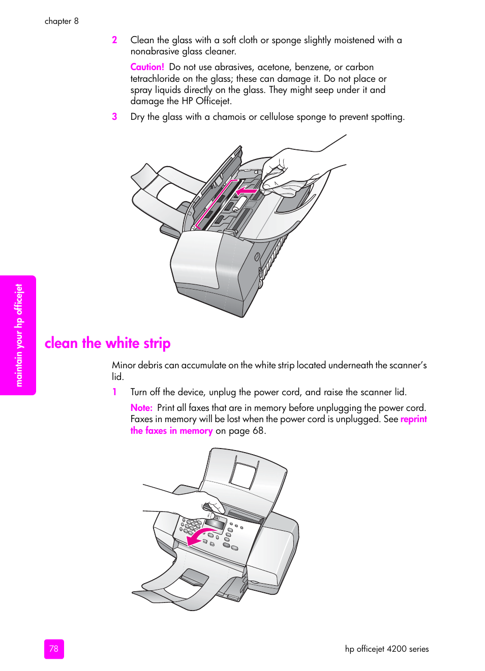 Clean the white strip | HP 4200 User Manual | Page 88 / 166