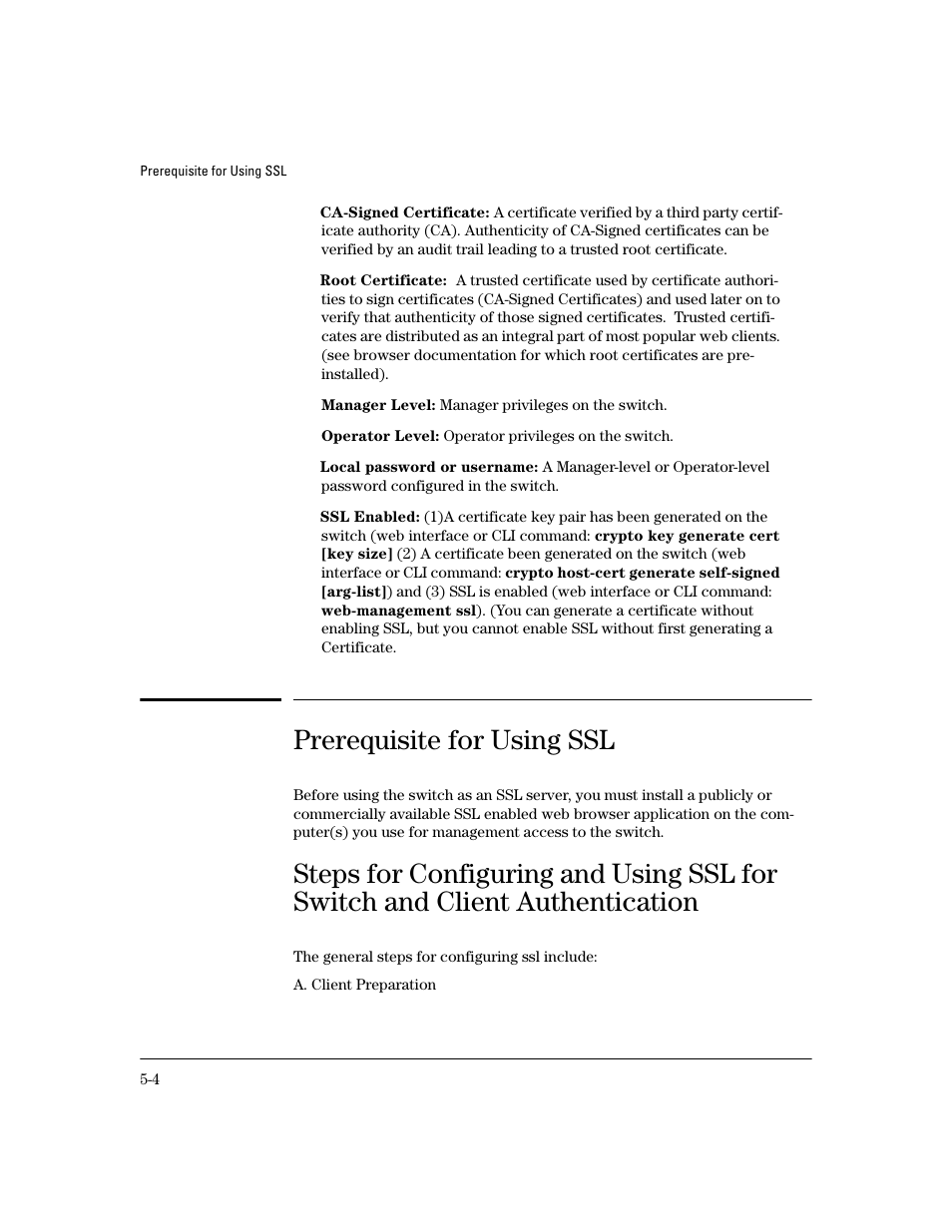 Prerequisite for using ssl, Authentication | HP 4100GL User Manual | Page 116 / 228