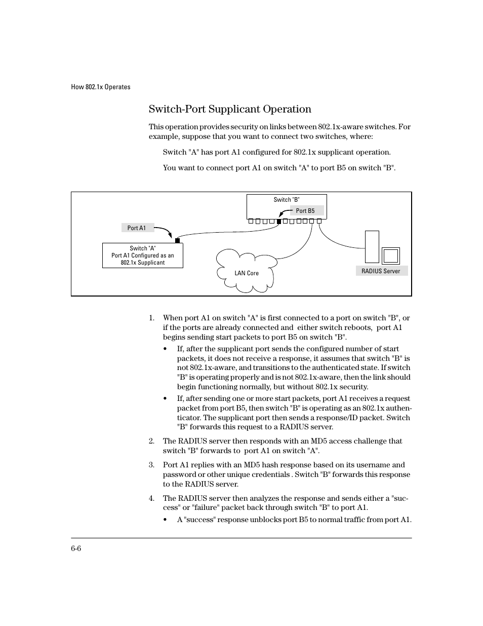 Switch-port supplicant operation, Switch-port supplicant operation -6 | HP 4100GL User Manual | Page 140 / 228