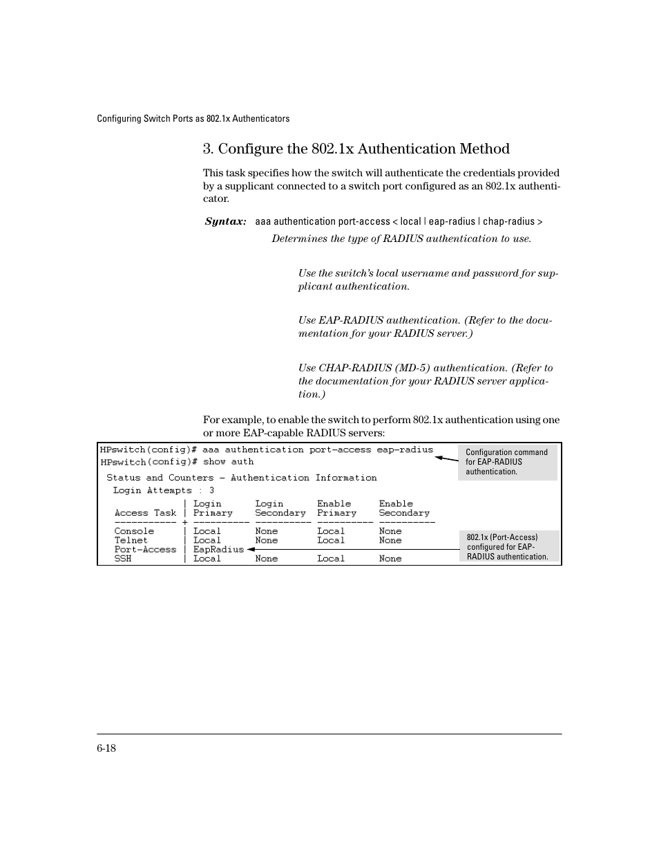 Configure the 802.1x authentication method, Configure the 802.1x authentication method -18 | HP 4100GL User Manual | Page 152 / 228