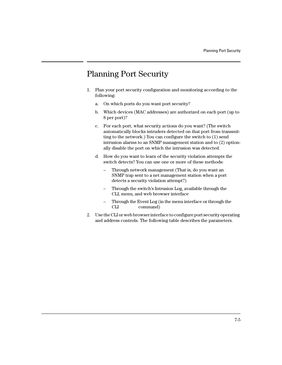 Planning port security | HP 4100GL User Manual | Page 187 / 228