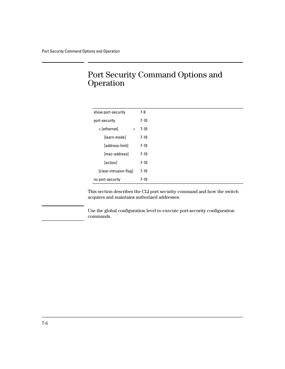 Port security command options and operation | HP 4100GL User Manual | Page 188 / 228