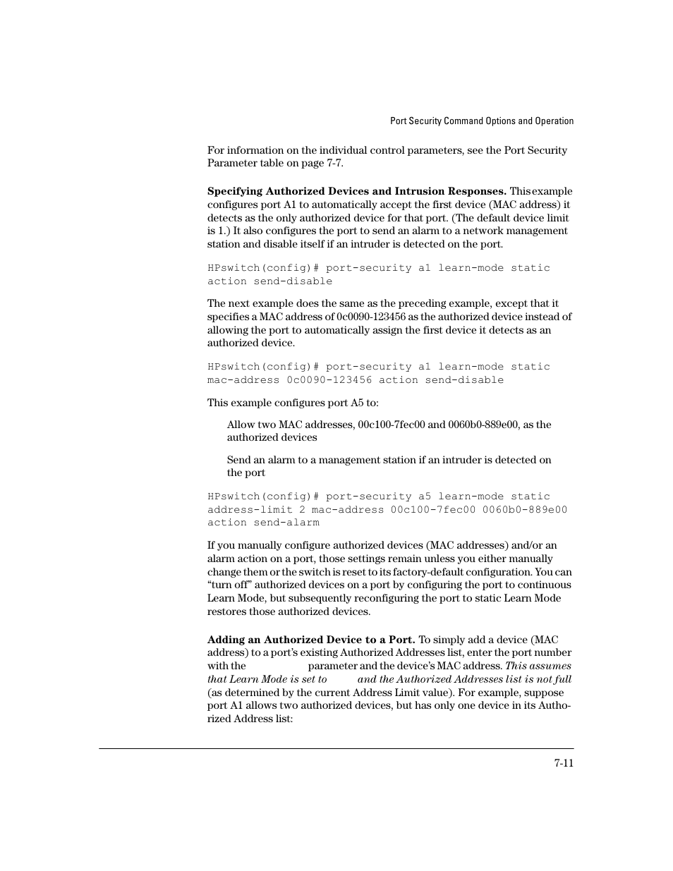 Adding an authorized device to a port | HP 4100GL User Manual | Page 193 / 228