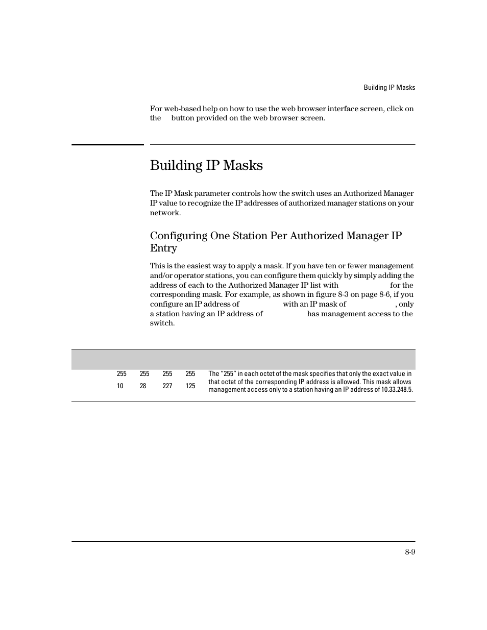 Building ip masks | HP 4100GL User Manual | Page 215 / 228