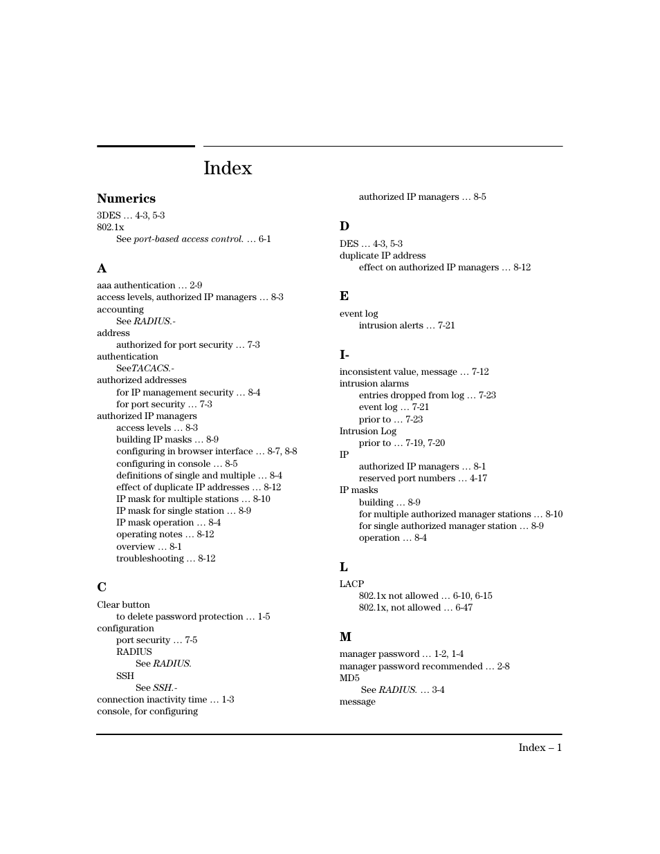 Index, Numerics | HP 4100GL User Manual | Page 221 / 228