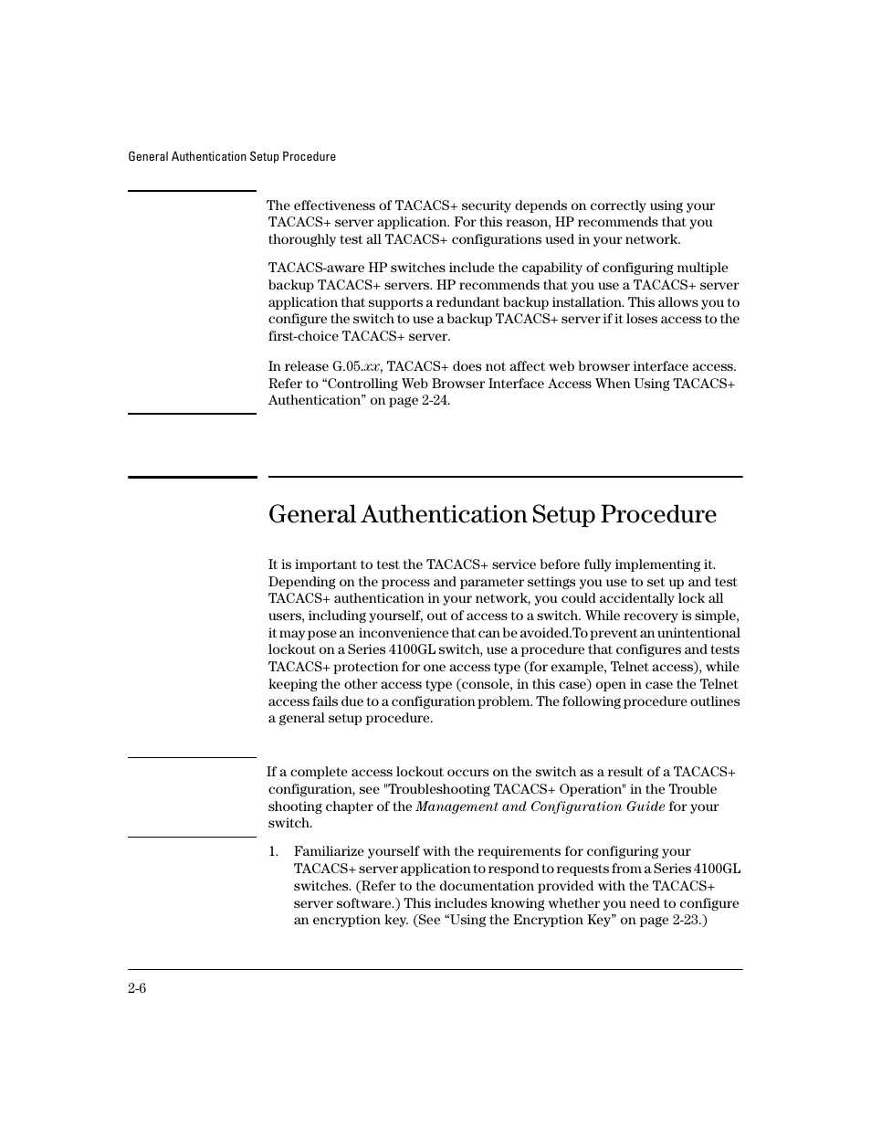 General authentication setup procedure | HP 4100GL User Manual | Page 34 / 228