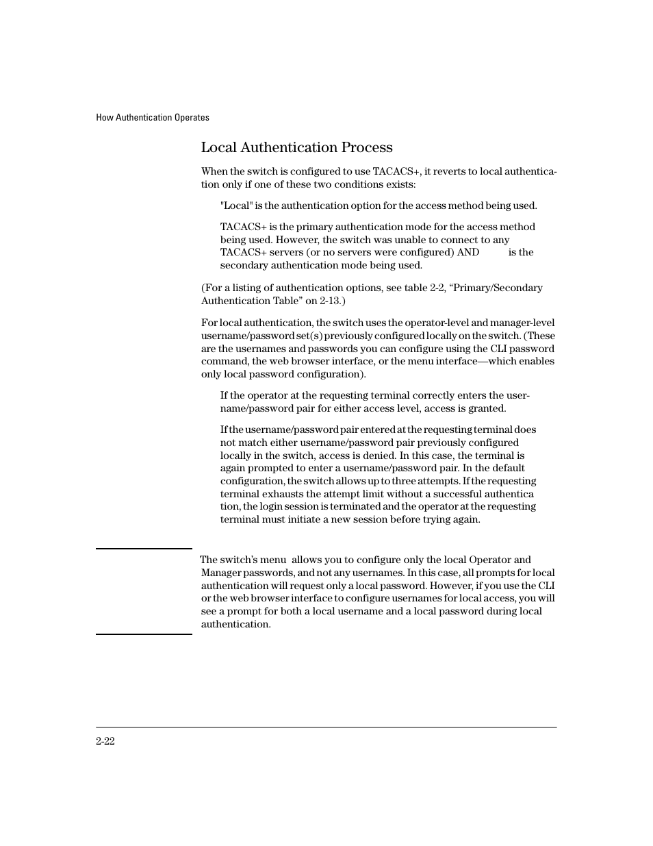 Local authentication process, Local authentication process -22 | HP 4100GL User Manual | Page 50 / 228