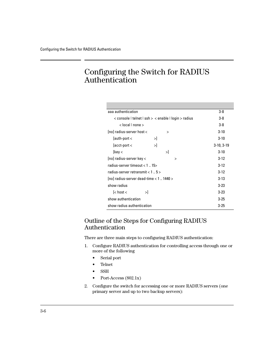 Configuring the switch for radius authentication | HP 4100GL User Manual | Page 60 / 228