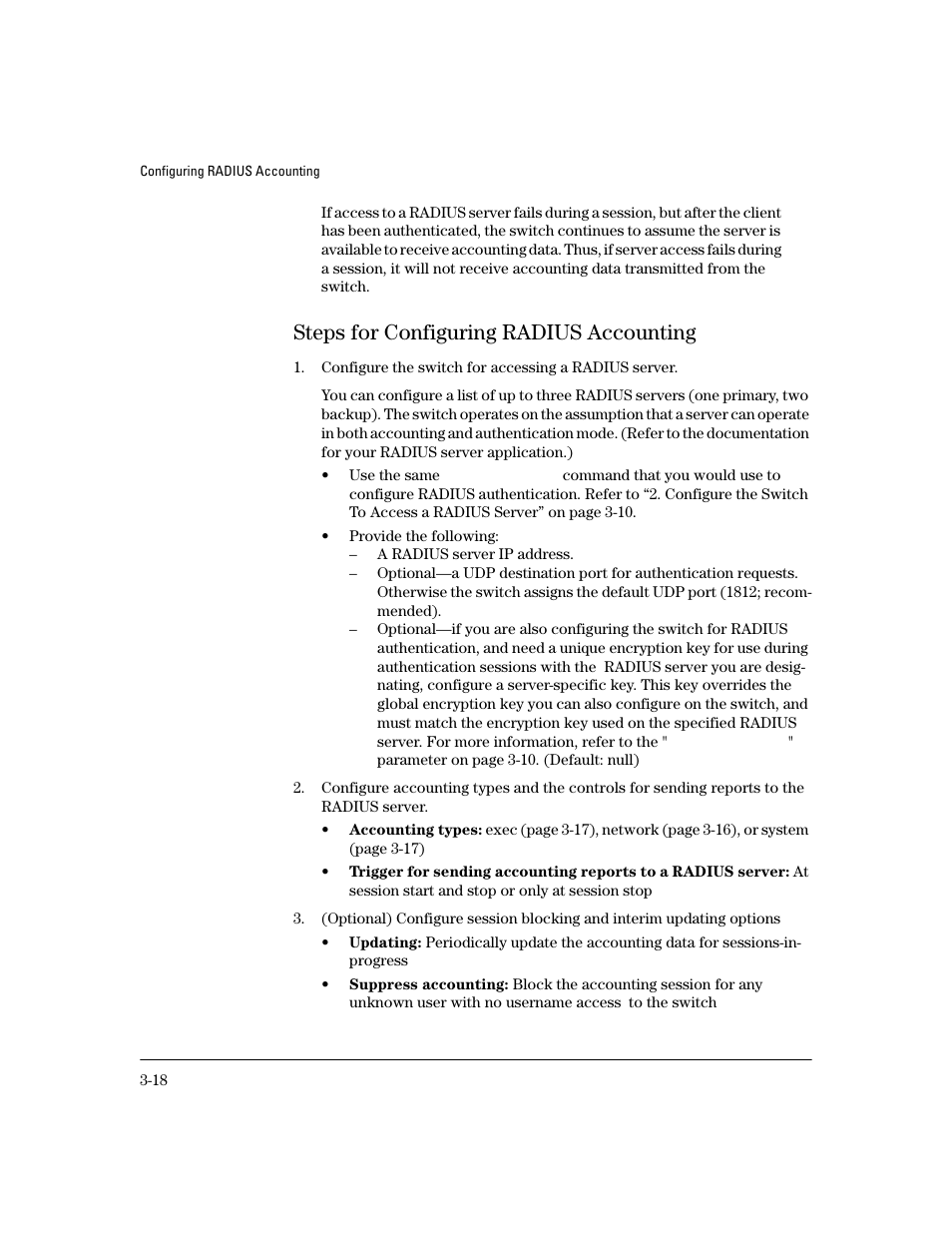 Steps for configuring radius accounting, Steps for configuring radius accounting -18 | HP 4100GL User Manual | Page 72 / 228