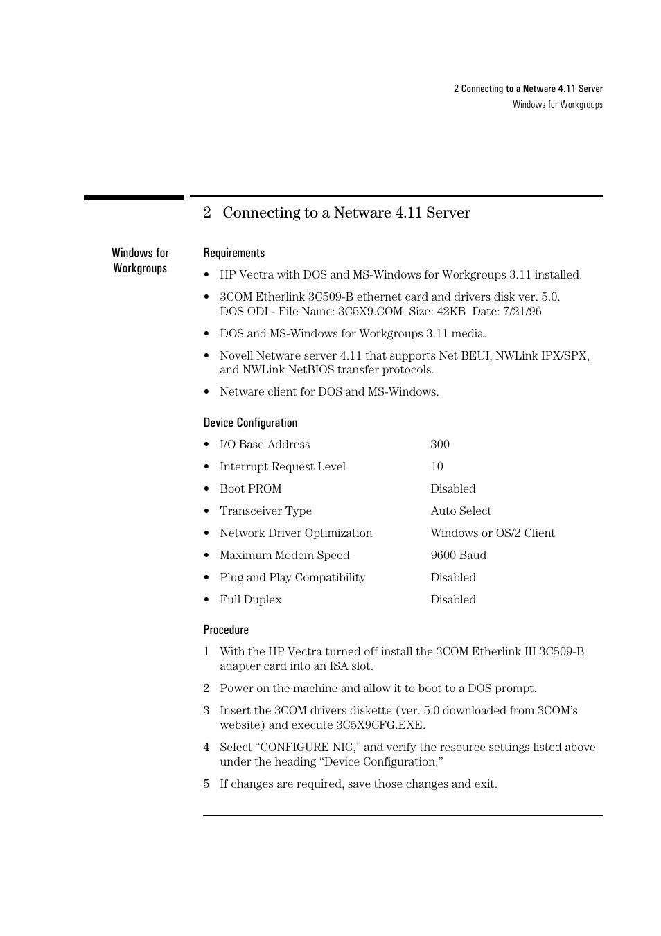 2 connecting to a netware 4.11 server | HP 3C590-TPO User Manual | Page 7 / 40