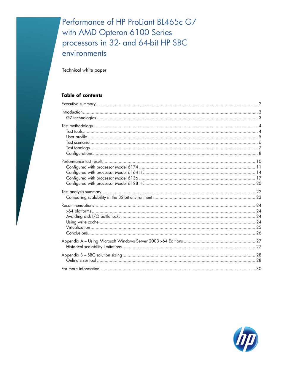 HP PROLIANT BL465C G7 User Manual | 30 pages