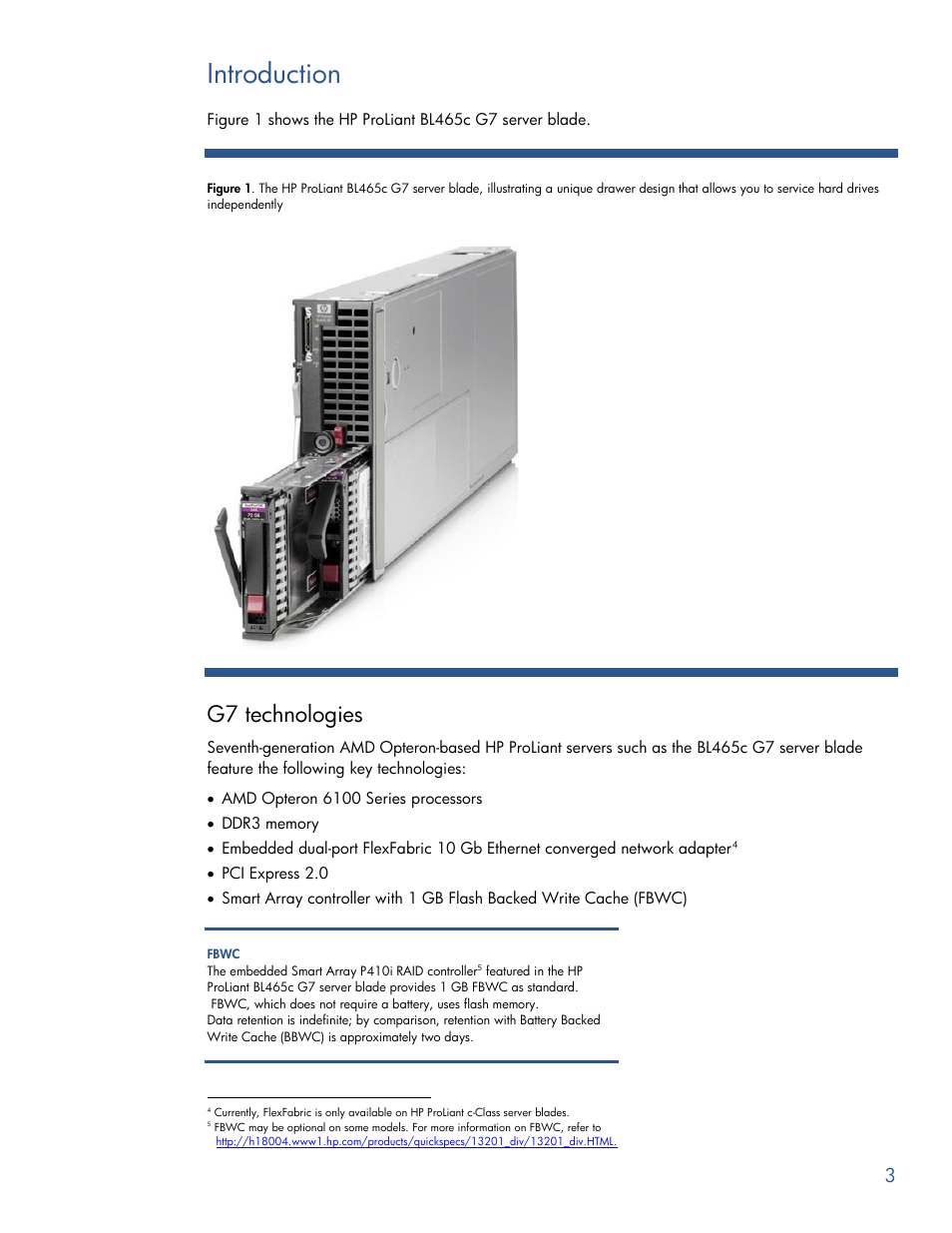 Introduction, G7 technologies | HP PROLIANT BL465C G7 User Manual | Page 3 / 30