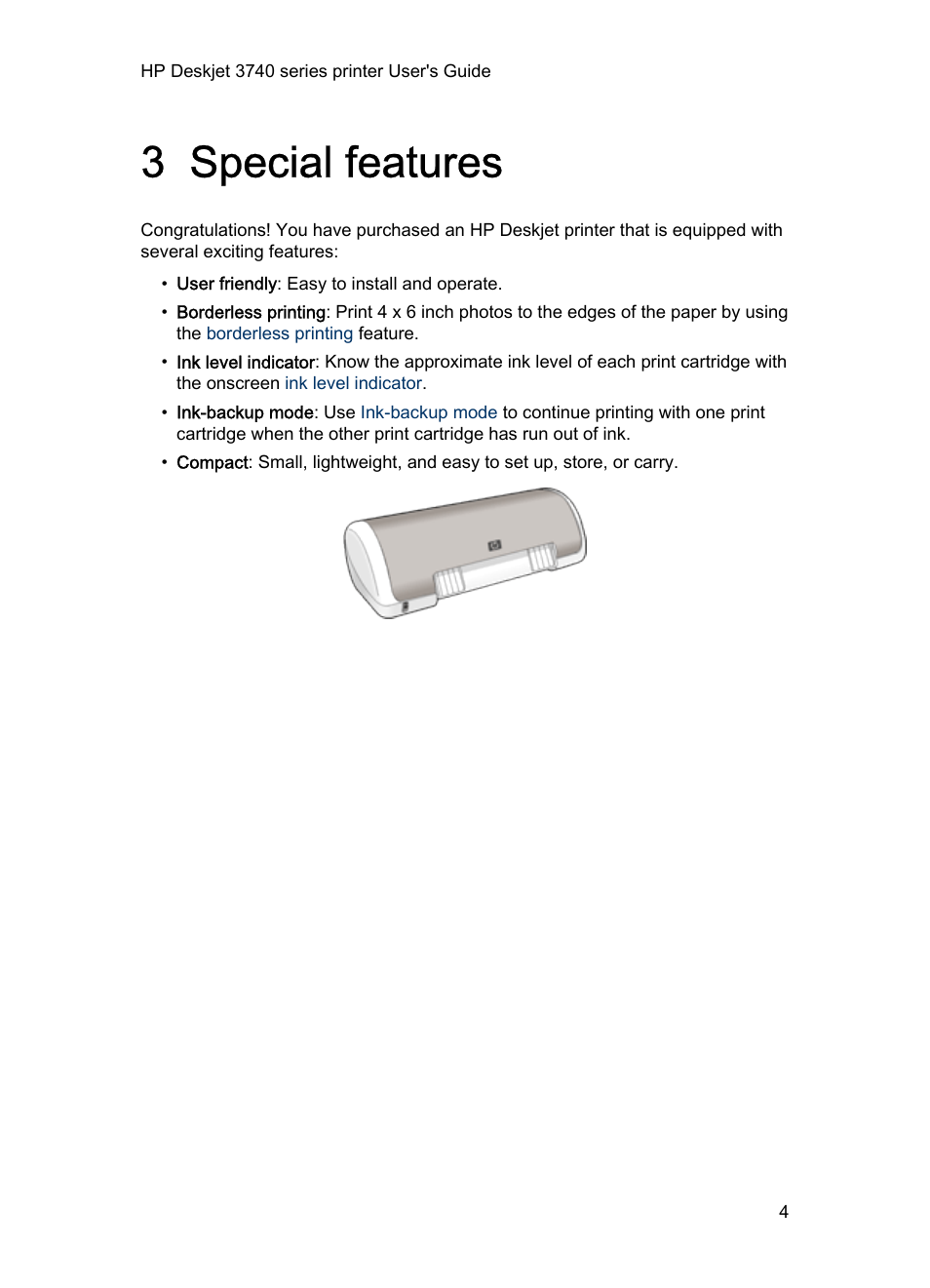 3 special features, Special features | HP 3740 series User Manual | Page 4 / 78