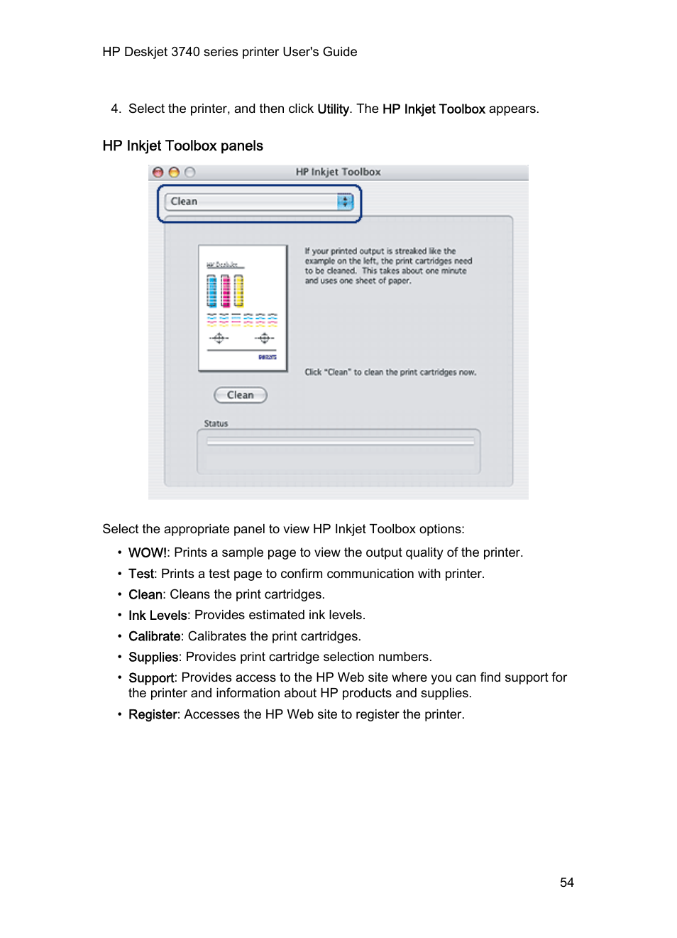 Hp inkjet toolbox panels | HP 3740 series User Manual | Page 54 / 78
