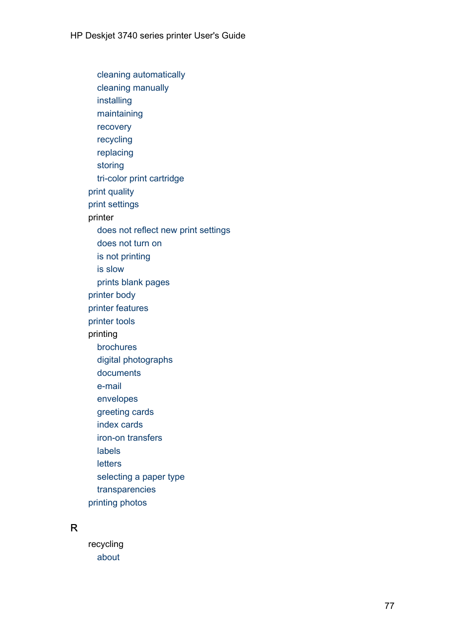 HP 3740 series User Manual | Page 77 / 78