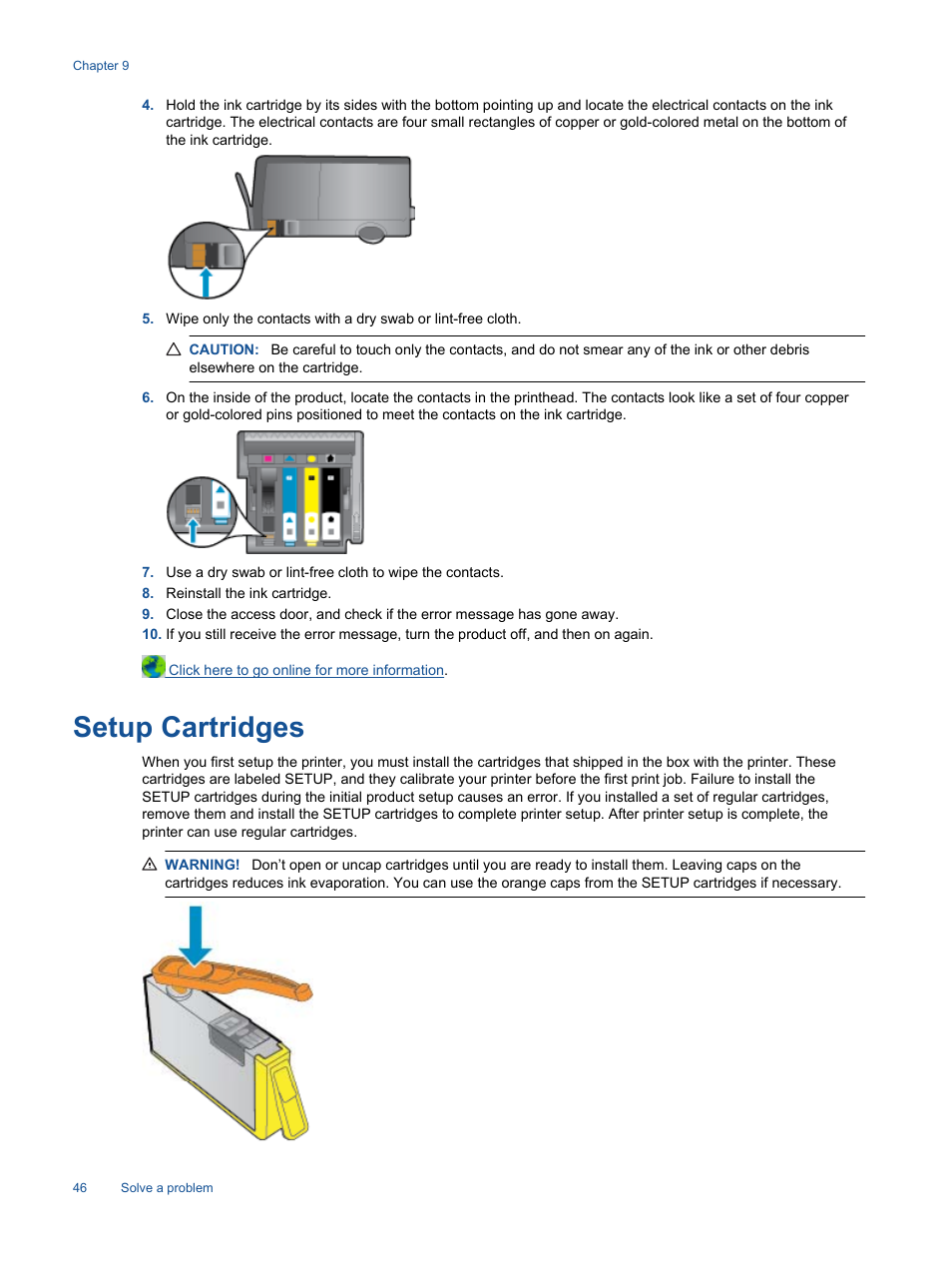 Setup cartridges | HP 3520 User Manual | Page 48 / 66