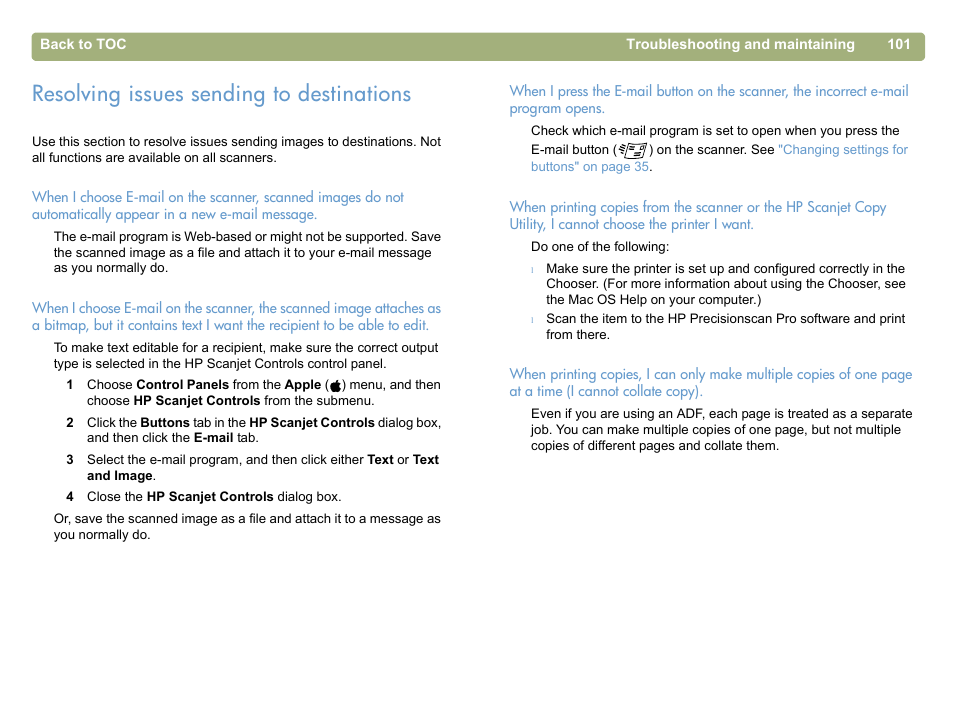 Resolving issues sending to destinations | HP 5400c Series User Manual | Page 101 / 146