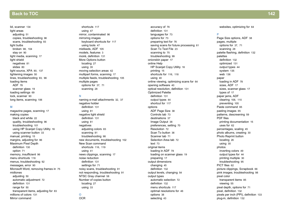 Back to toc 142 | HP 5400c Series User Manual | Page 142 / 146