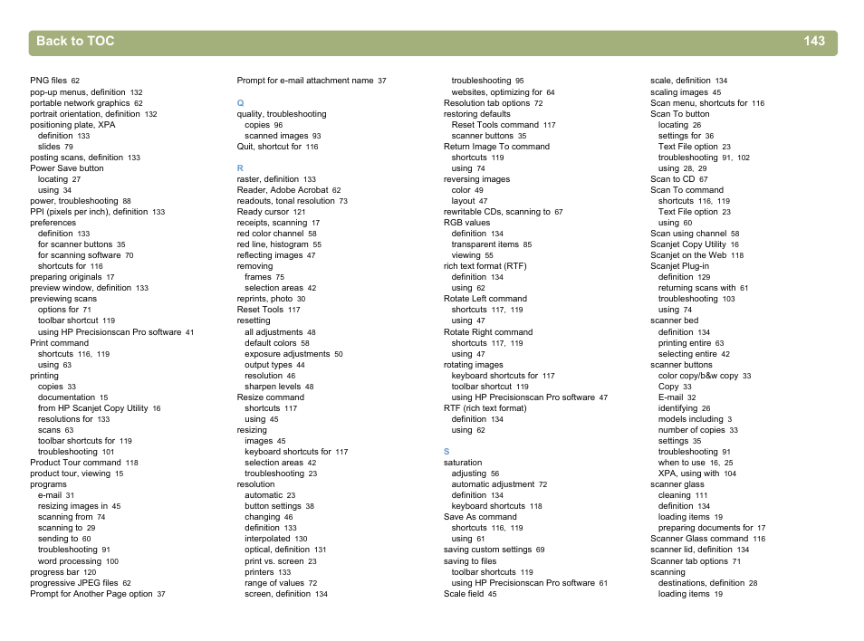 Back to toc 143 | HP 5400c Series User Manual | Page 143 / 146