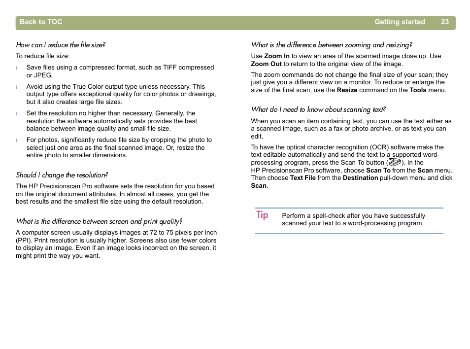 Reduce file size. see, How can i reduce the file | HP 5400c Series User Manual | Page 23 / 146