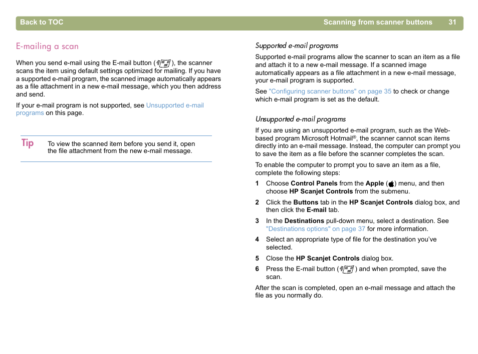 E-mailing a scan | HP 5400c Series User Manual | Page 31 / 146