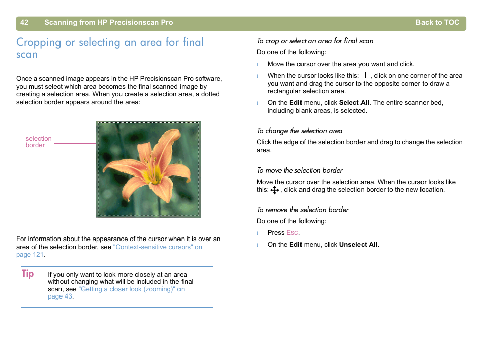 Cropping or selecting an area for final scan | HP 5400c Series User Manual | Page 42 / 146