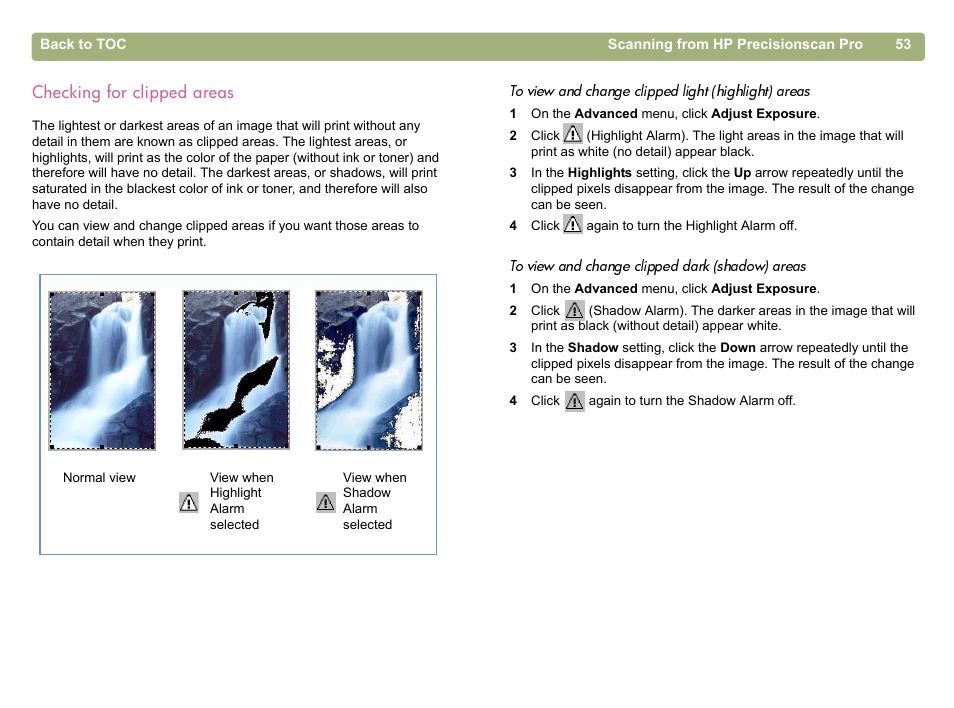 Checking for clipped areas | HP 5400c Series User Manual | Page 53 / 146