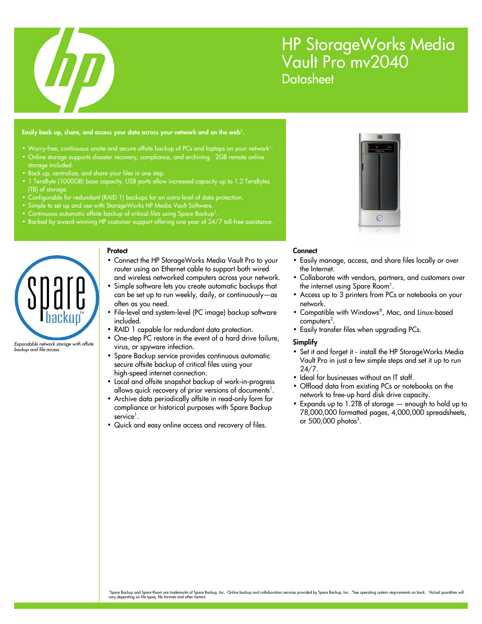 HP mv2040 User Manual | 2 pages