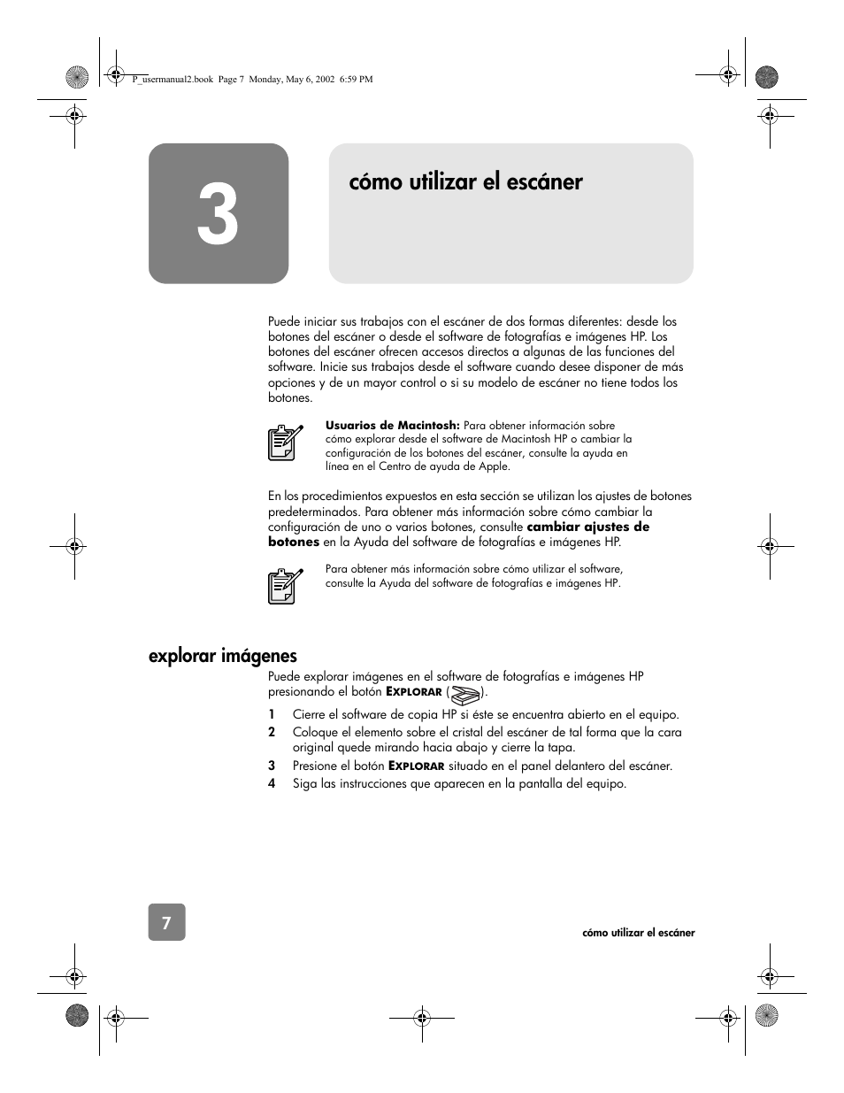Cómo utilizar el escáner, Explorar imágenes | HP 4500c Series User Manual | Page 34 / 74