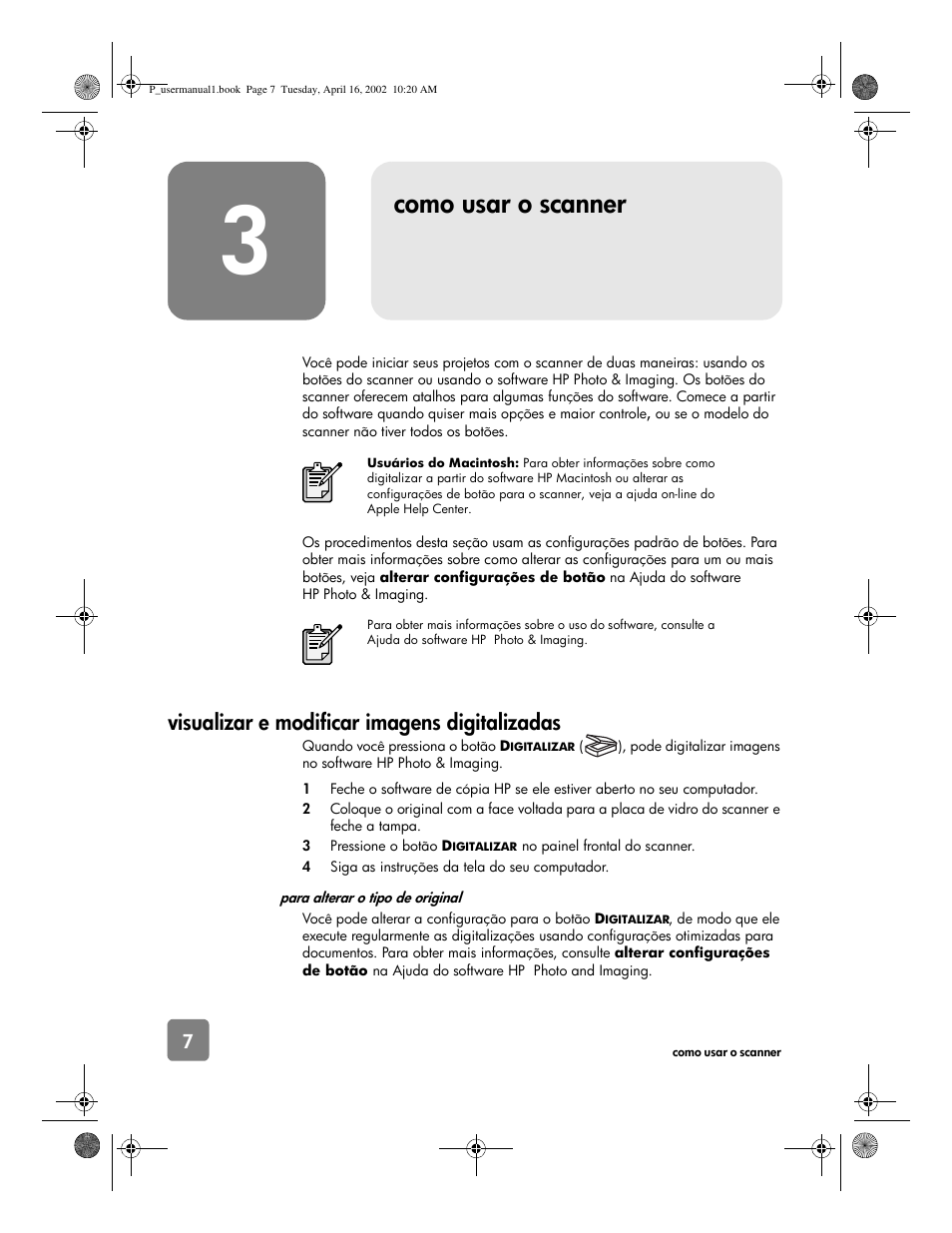 Como usar o scanner, Visualizar e modificar imagens digitalizadas | HP 4500c Series User Manual | Page 60 / 74