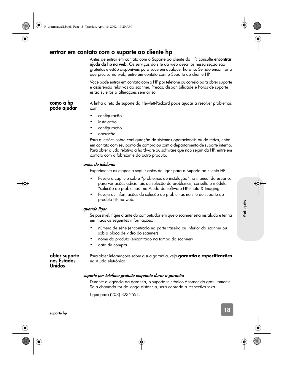 Entrar em contato com o suporte ao cliente hp | HP 4500c Series User Manual | Page 71 / 74