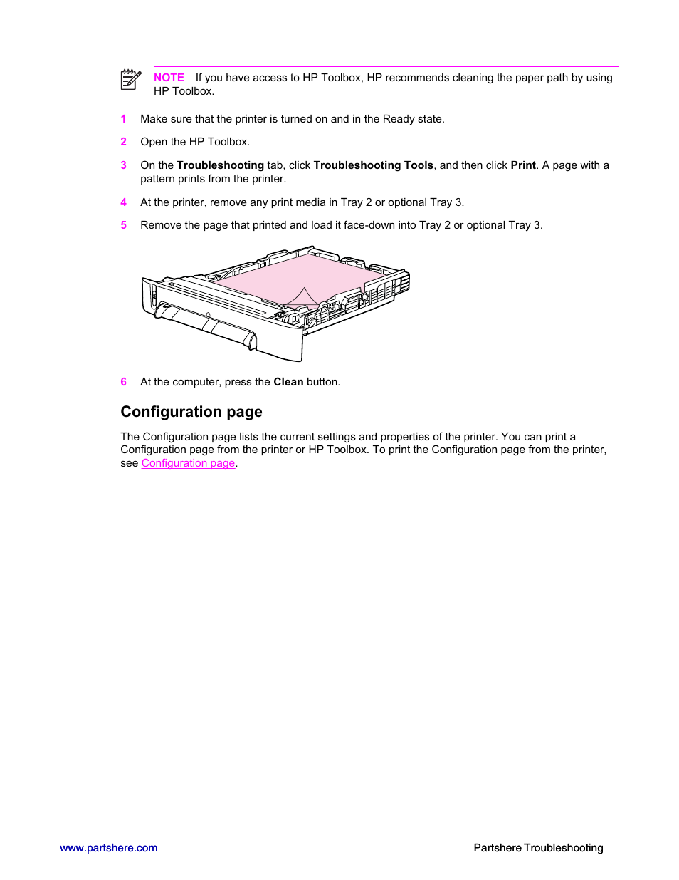 Configuration page | HP 2600n User Manual | Page 49 / 52