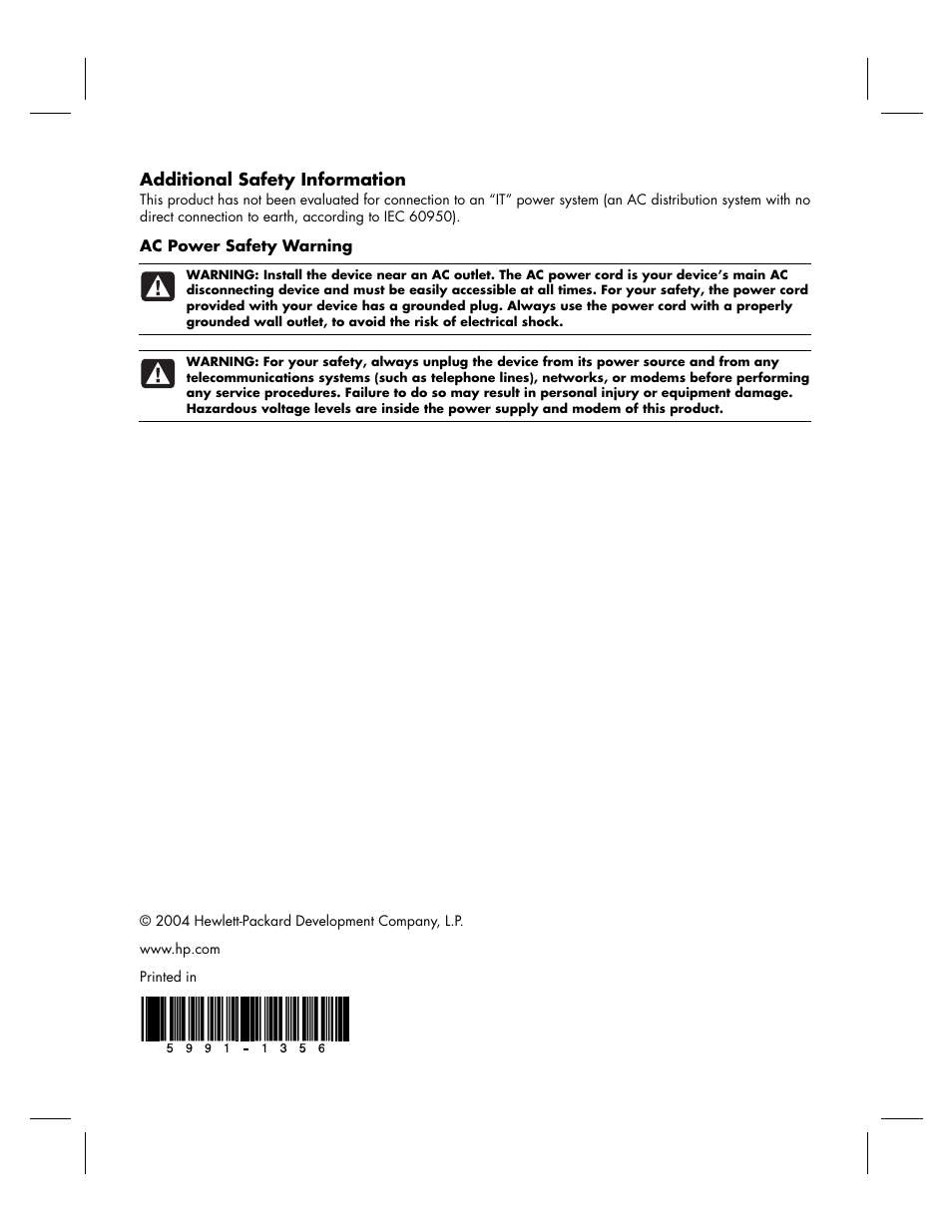 Additional safety information | HP KPEC992M User Manual | Page 16 / 16