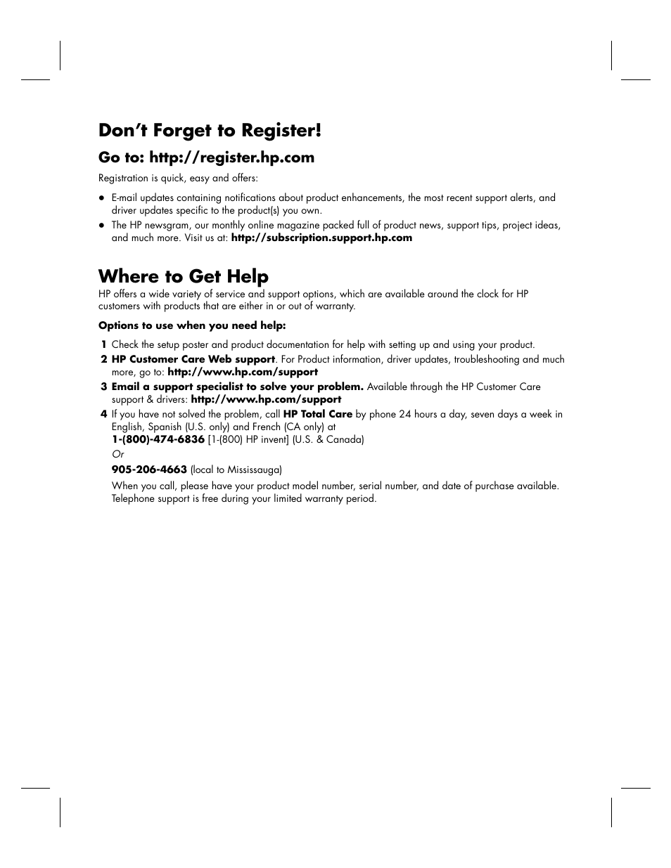 Don’t forget to register, Where to get help | HP KPEC992M User Manual | Page 7 / 16