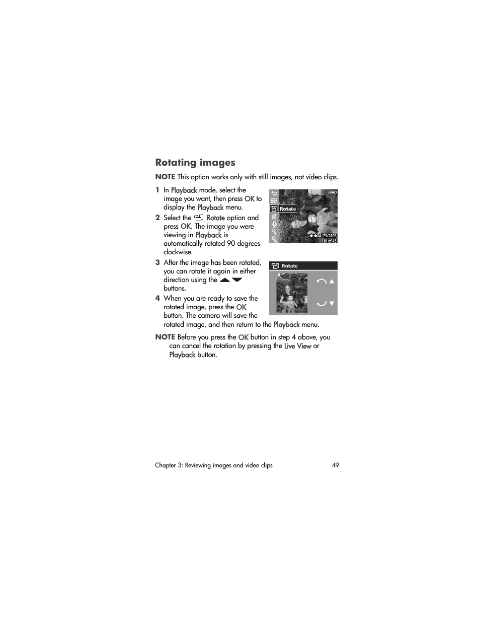 Rotating images | HP Photosmart 730 series User Manual | Page 49 / 116
