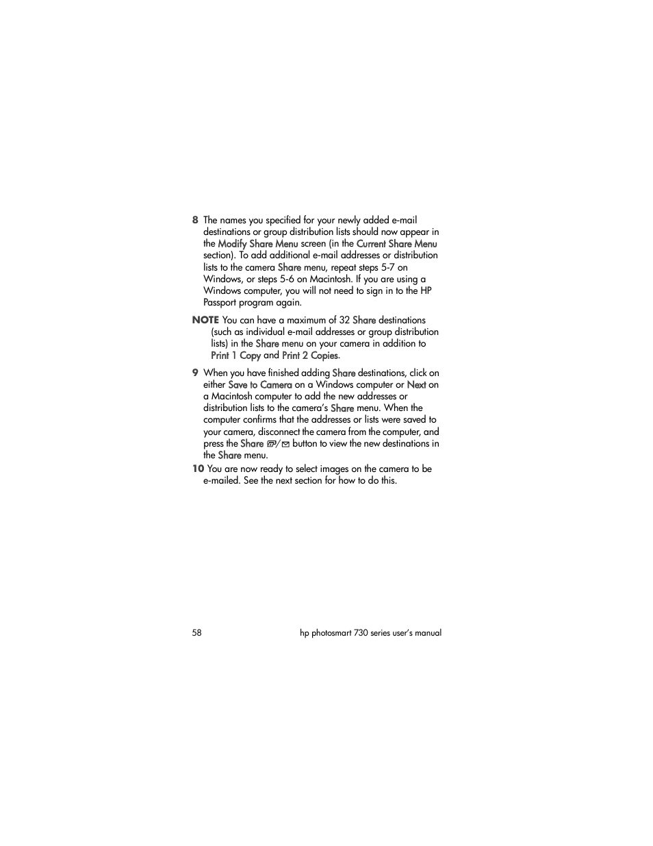 HP Photosmart 730 series User Manual | Page 58 / 116