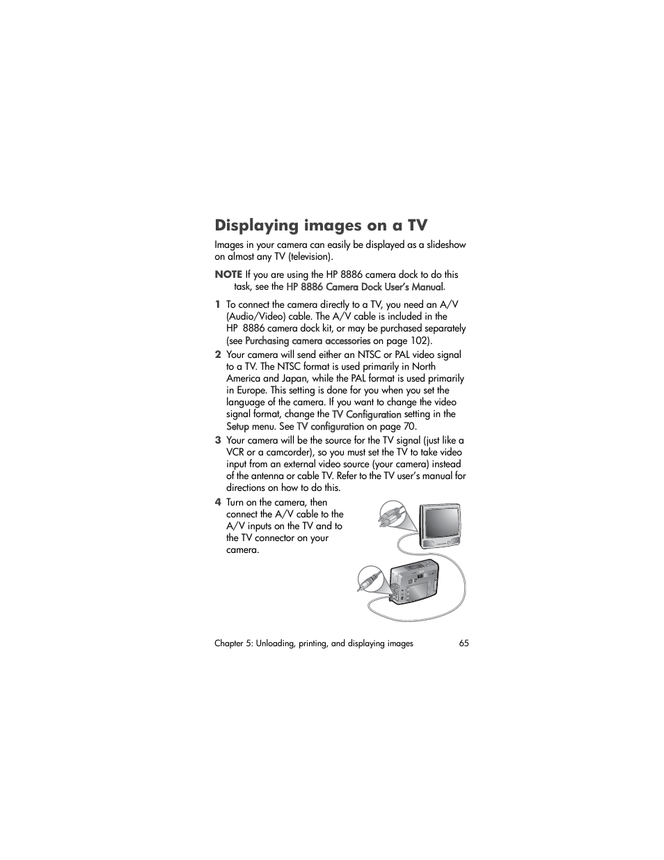 Displaying images on a tv | HP Photosmart 730 series User Manual | Page 65 / 116