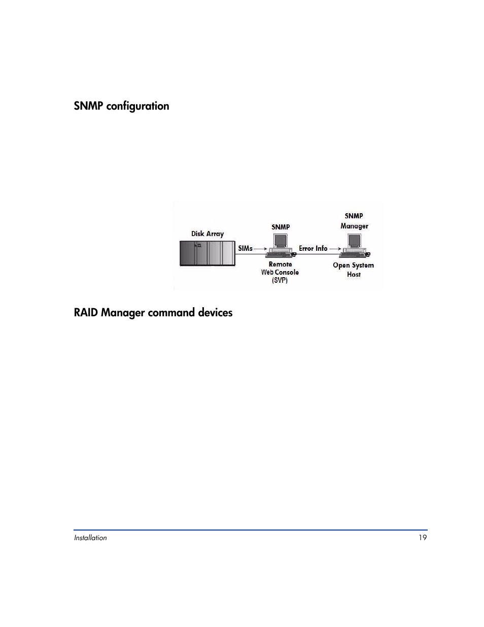 Snmp configuration, Raid manager command devices | HP XP12000 User Manual | Page 17 / 82