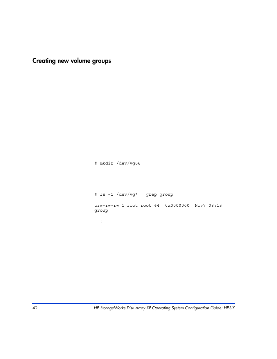 Creating new volume groups, Creating new volume groups 42 | HP XP12000 User Manual | Page 40 / 82